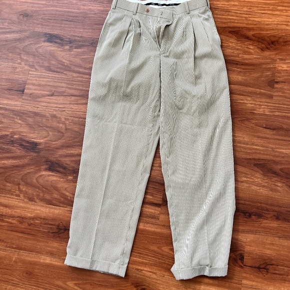 LINEAGE MILAN NEW YORK MENS BEIGE STRIPE DRESS PANTS SLACKS - Picture 1 of 6